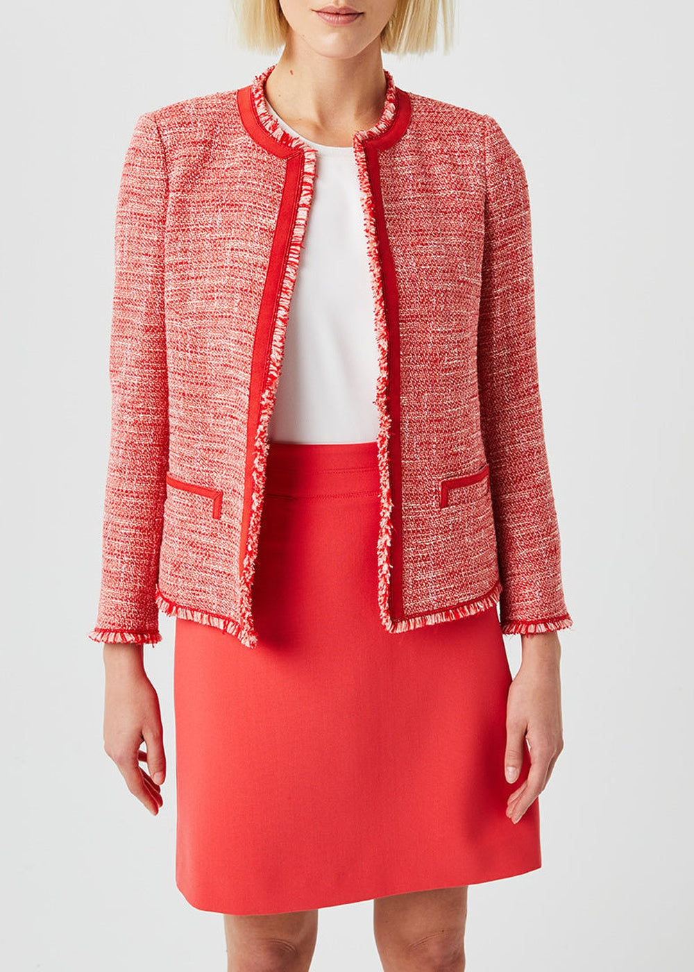 Textured cropped jacket - Coral