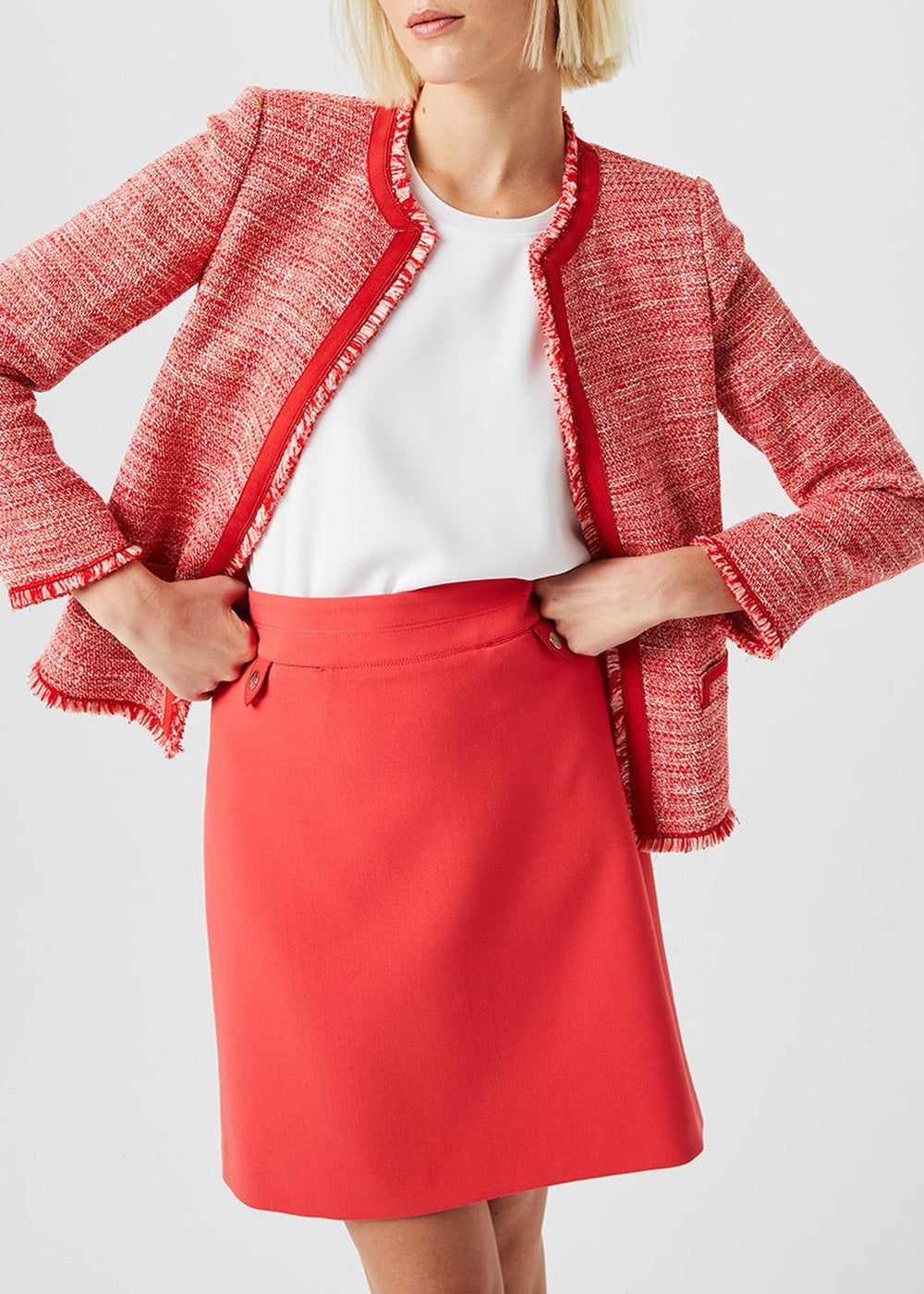 Textured cropped jacket - Coral