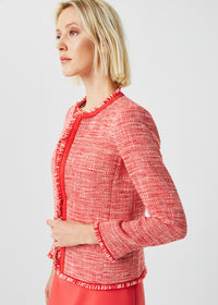 Veste tweed avec granges - Corail
