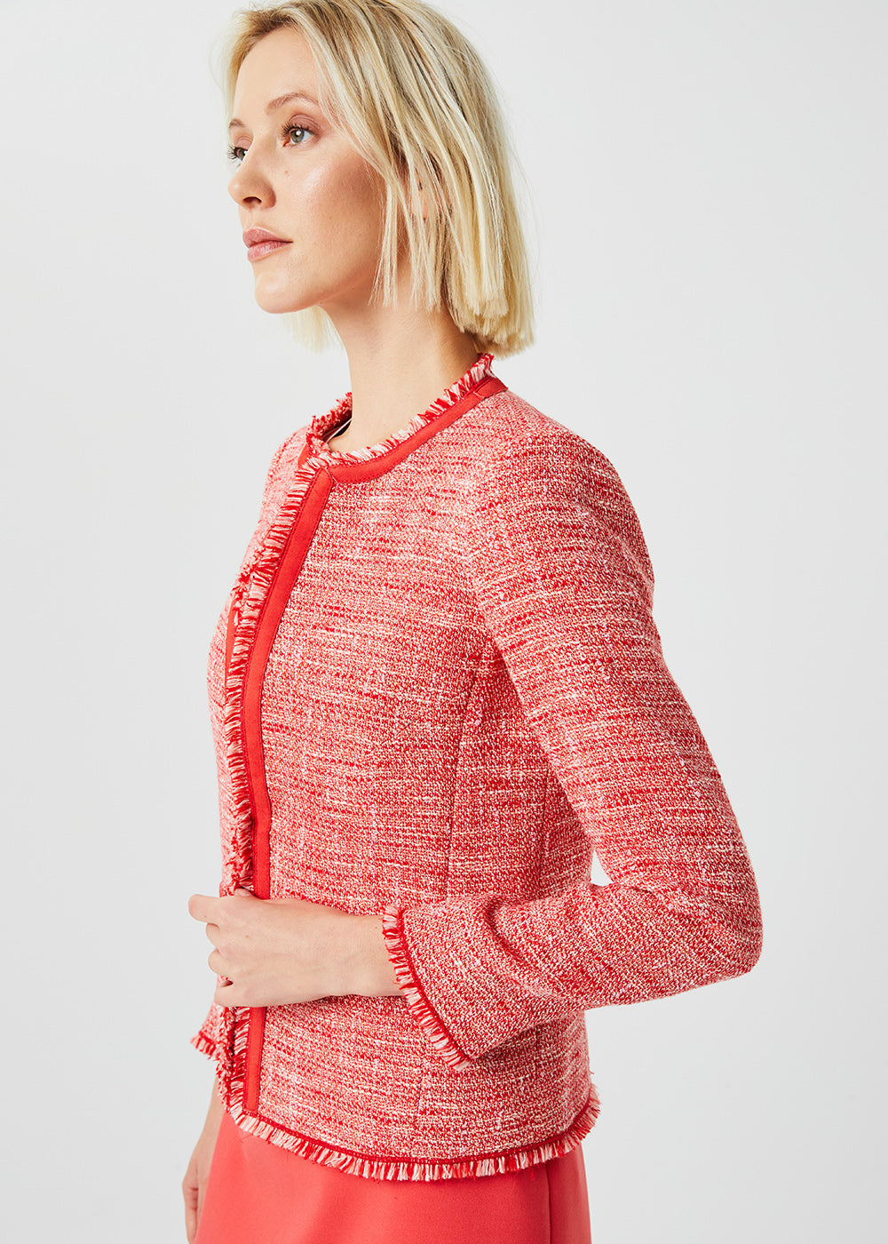 Veste tweed avec granges - Corail
