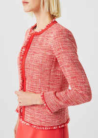 Textured cropped jacket - Coral