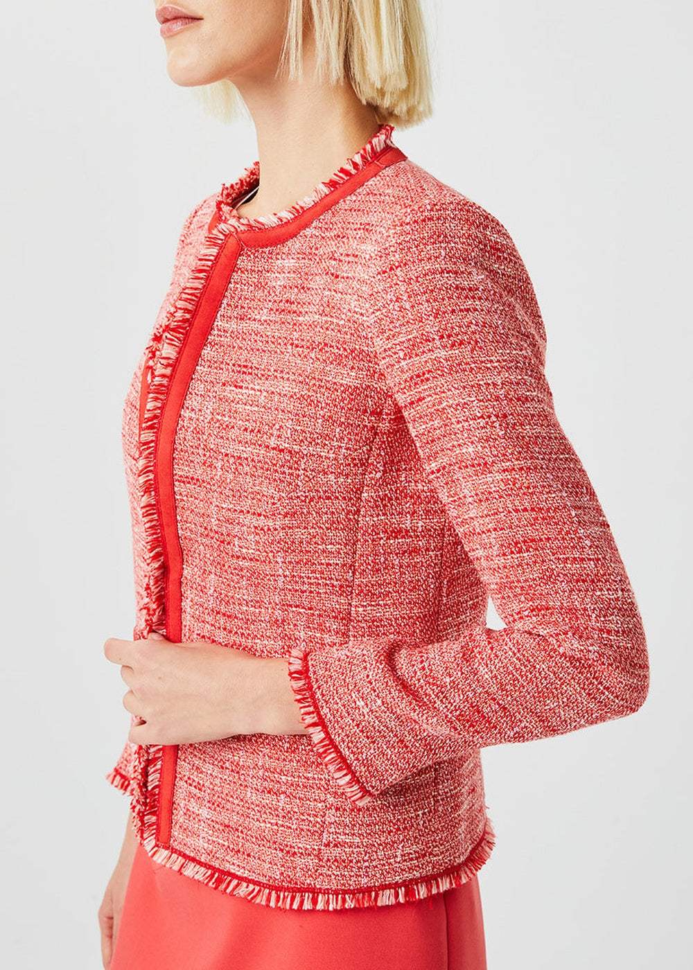 Textured cropped jacket - Coral