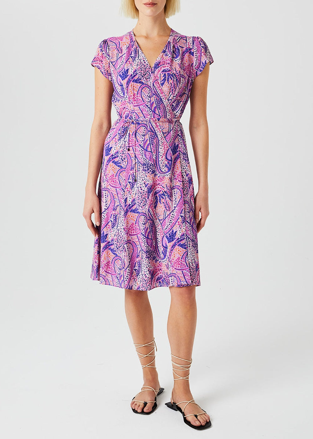 Wrap dress with belt - Purple