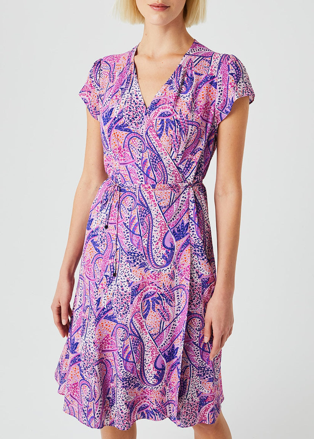 Wrap dress with belt - Purple
