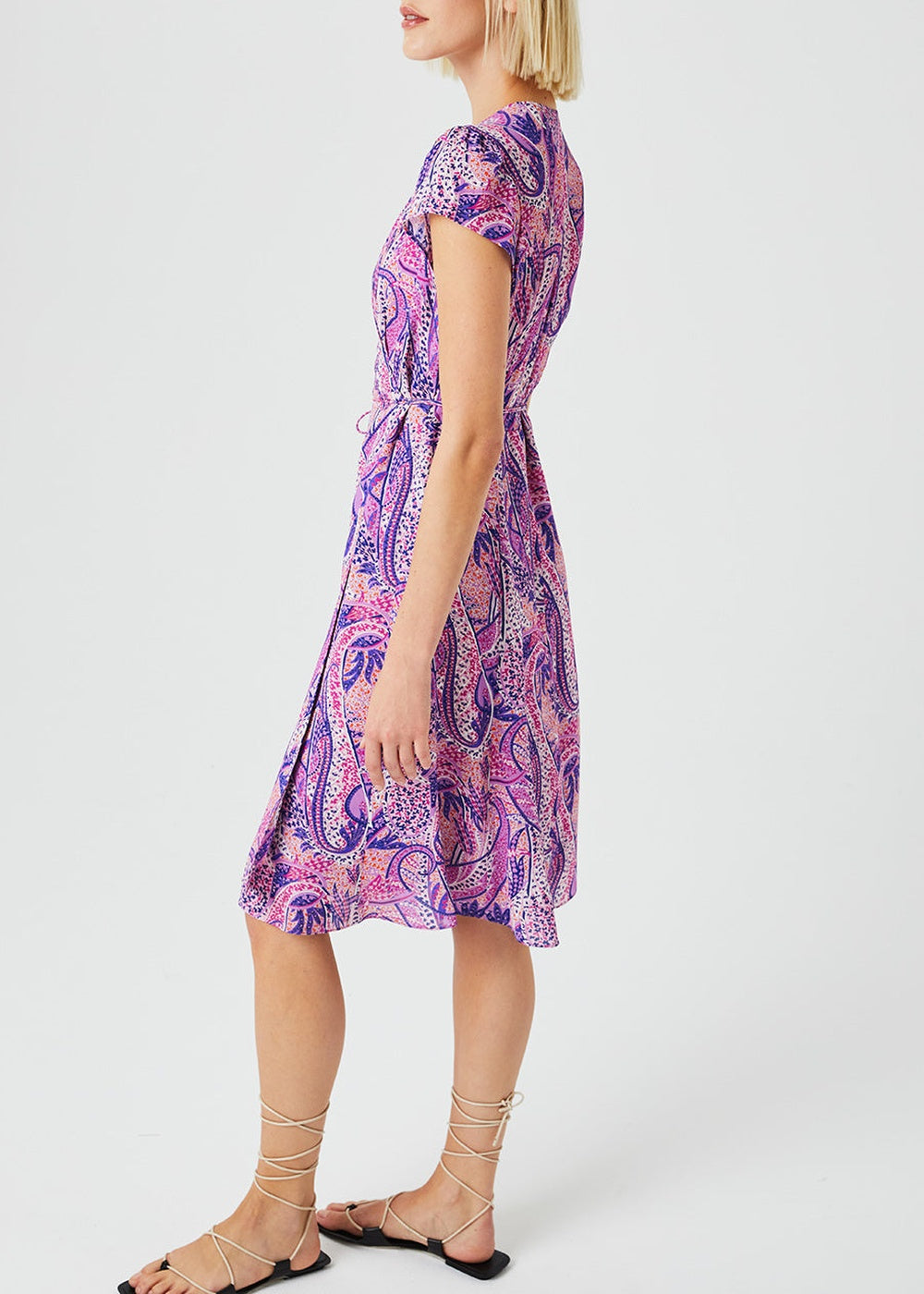 Wrap dress with belt - Purple
