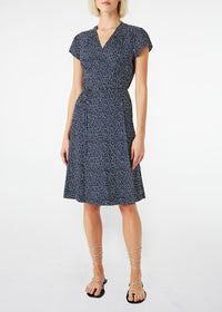 Short polka-dot silk dress - Navy