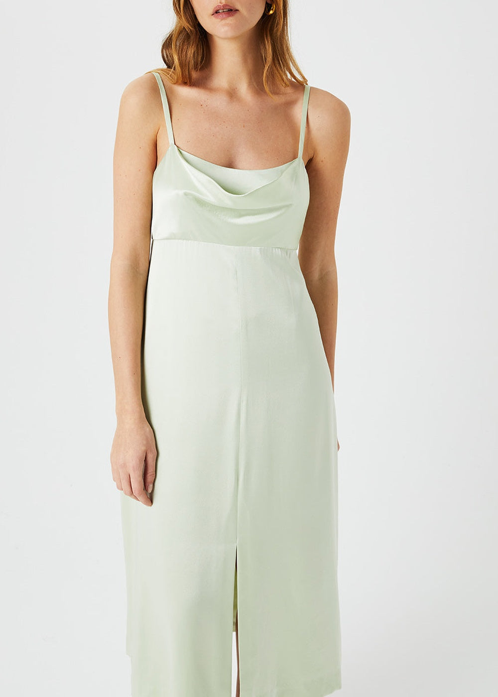 Robe à fines bretelles en soie - Vert Pâle
