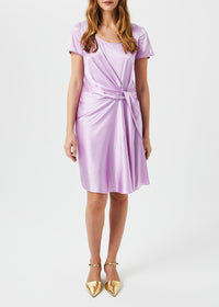 Short draped silk dress - Pale Purple