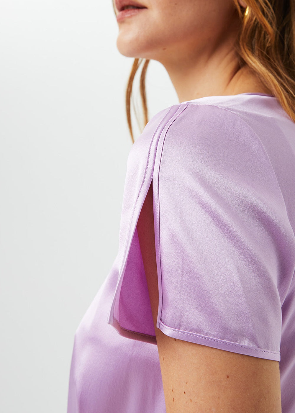 Short draped silk dress - Pale Purple