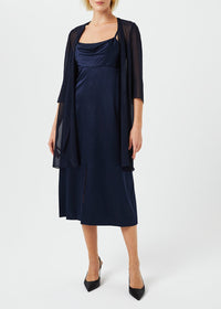 Silk muslin cape - Navy blue
