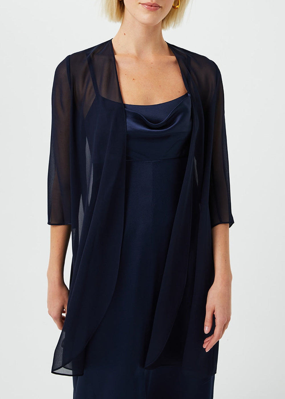 Silk muslin cape - Navy blue