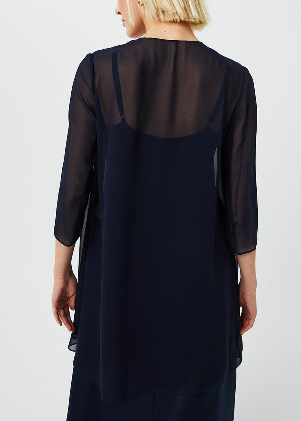 Silk muslin cape - Navy blue