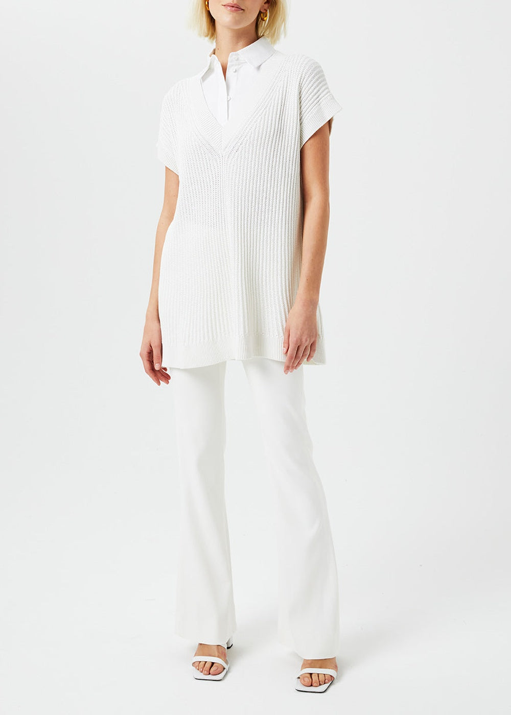 Long silk trompe l’oeil jumper - Off-white