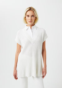 Pull long trompe l'oeil - Blanc Cassé
