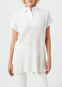 Long silk trompe l’oeil jumper - Off-white