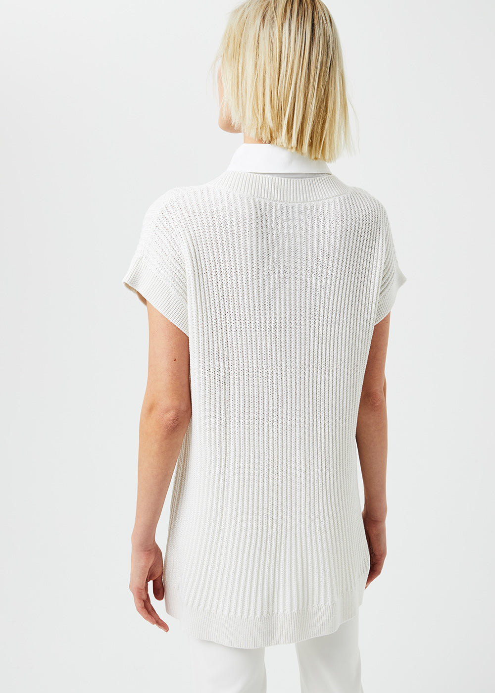 Pull long trompe l'oeil - Blanc Cassé