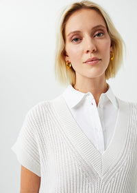 Pull long trompe l'oeil - Blanc Cassé