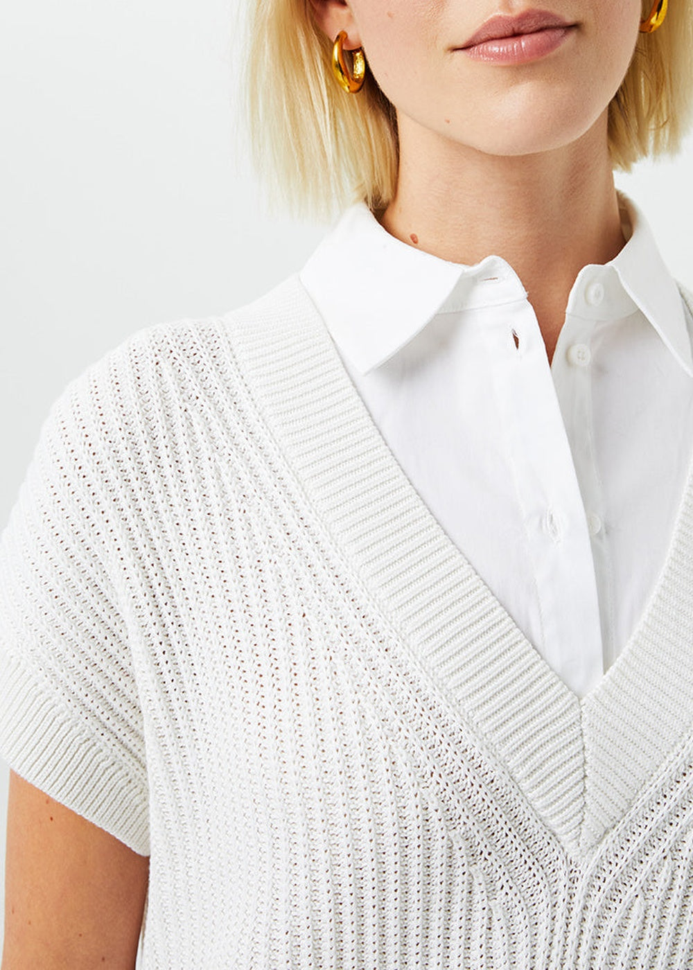 Long silk trompe l’oeil jumper - Off-white