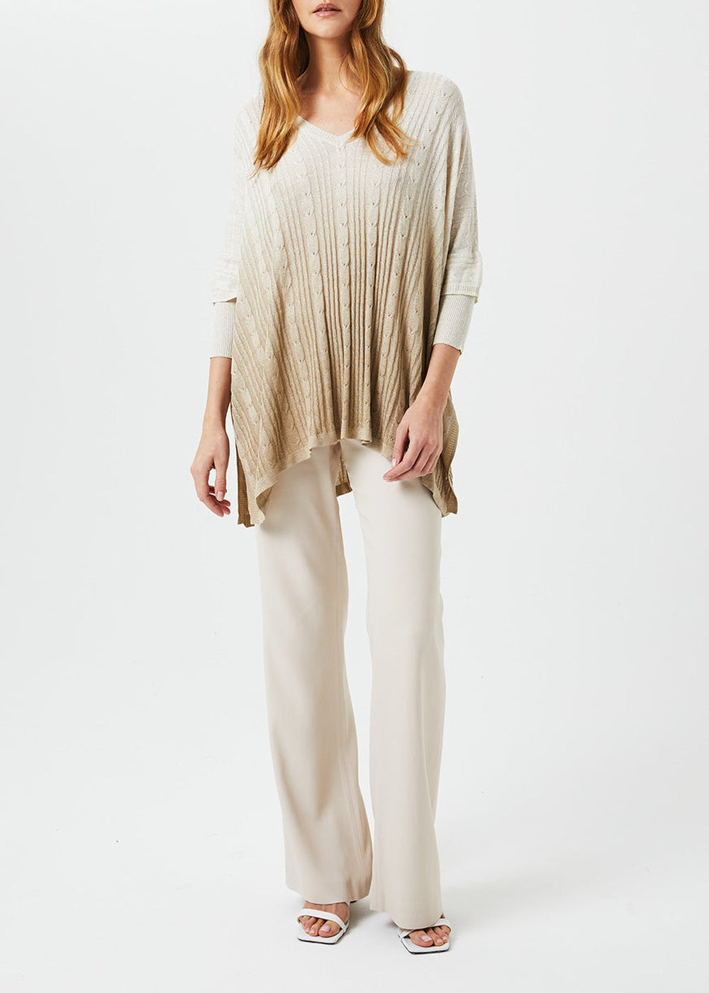 Tie-dye poncho jumper - Beige