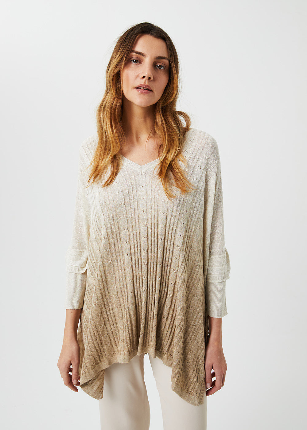 Pull poncho tie and dye - Beige Moyen