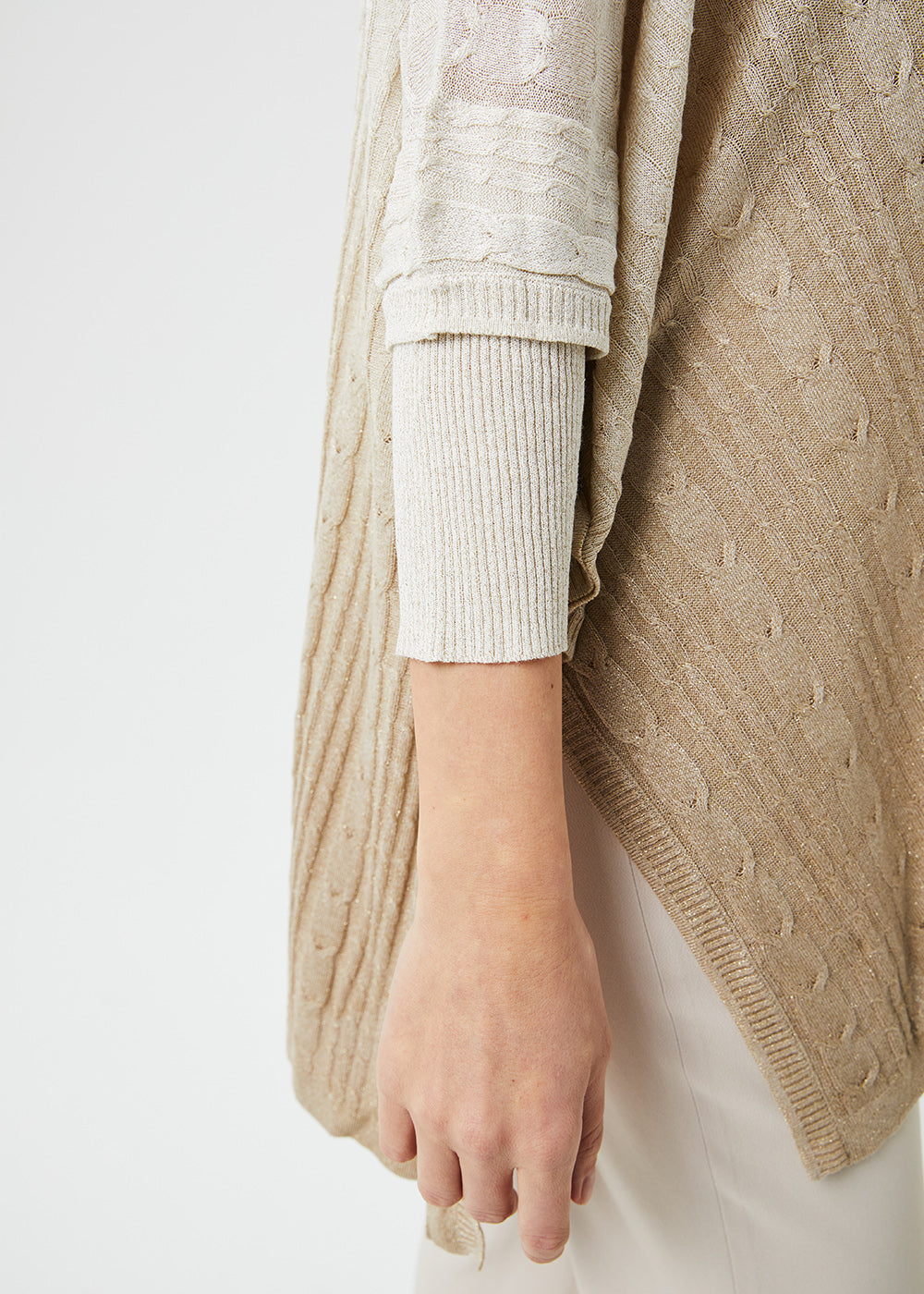 Pull poncho tie and dye - Beige Moyen
