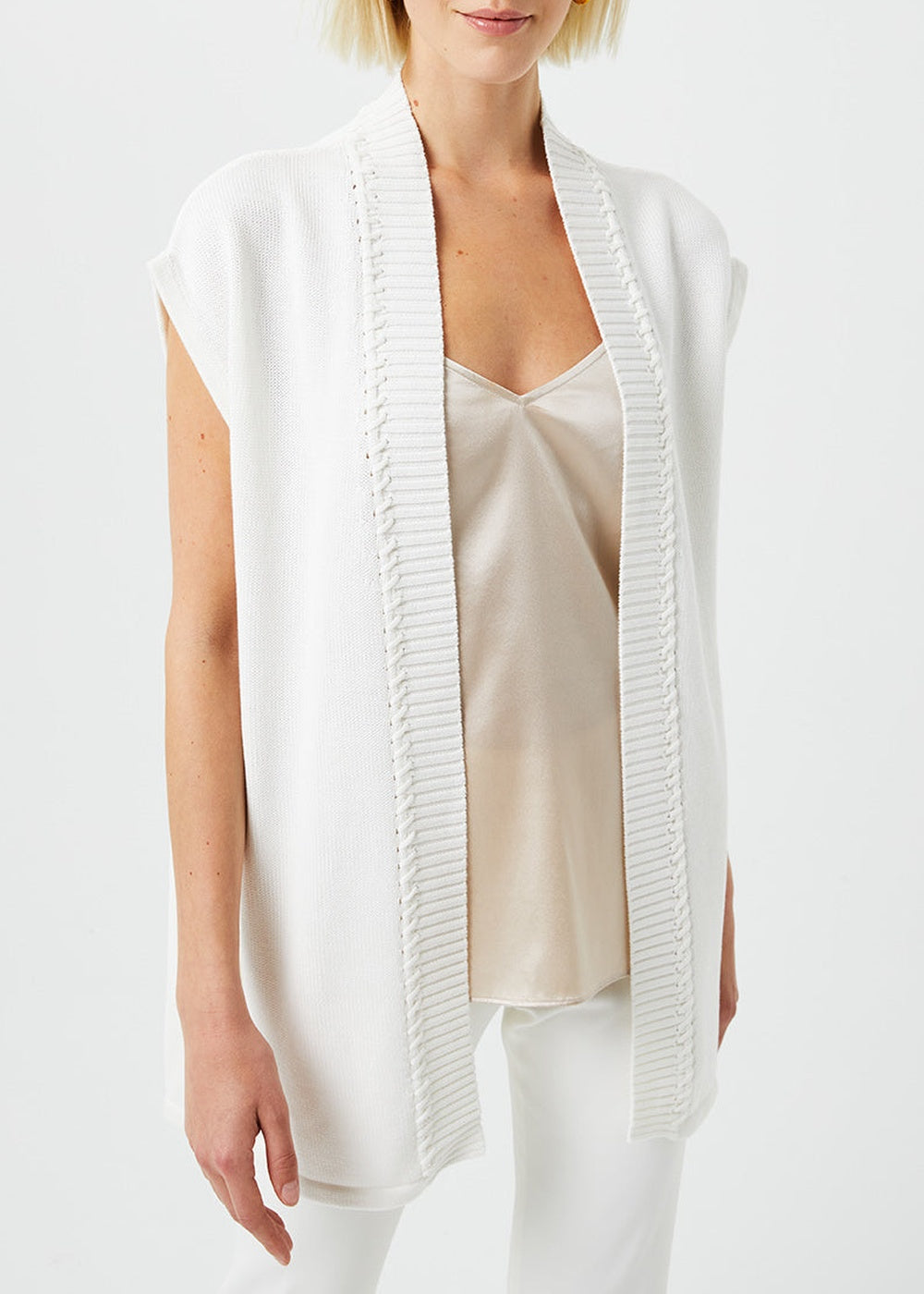 Sleeveless cardigan - Optical White