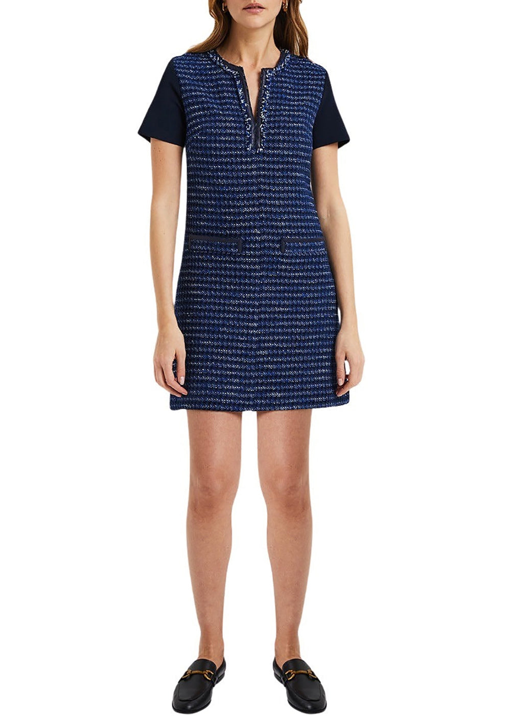 Robe mc courte en tweed - Marine
