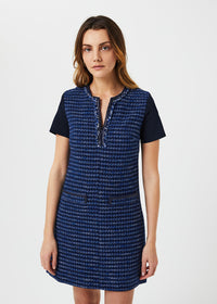 Robe mc courte en tweed - Marine