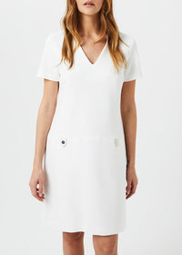 Robe courte col V - Blanc Cassé