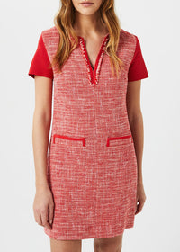Robe courte à manches contrastantes - Corail