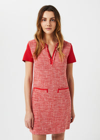 Robe mc courte en tweed - Corail