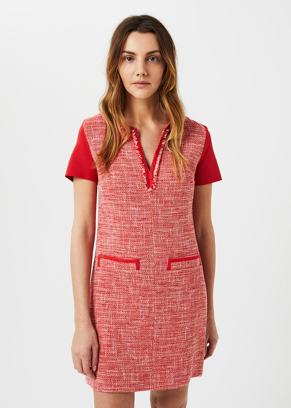 Robe mc courte en tweed - Corail