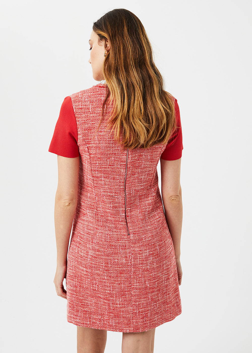 Robe mc courte en tweed - Corail