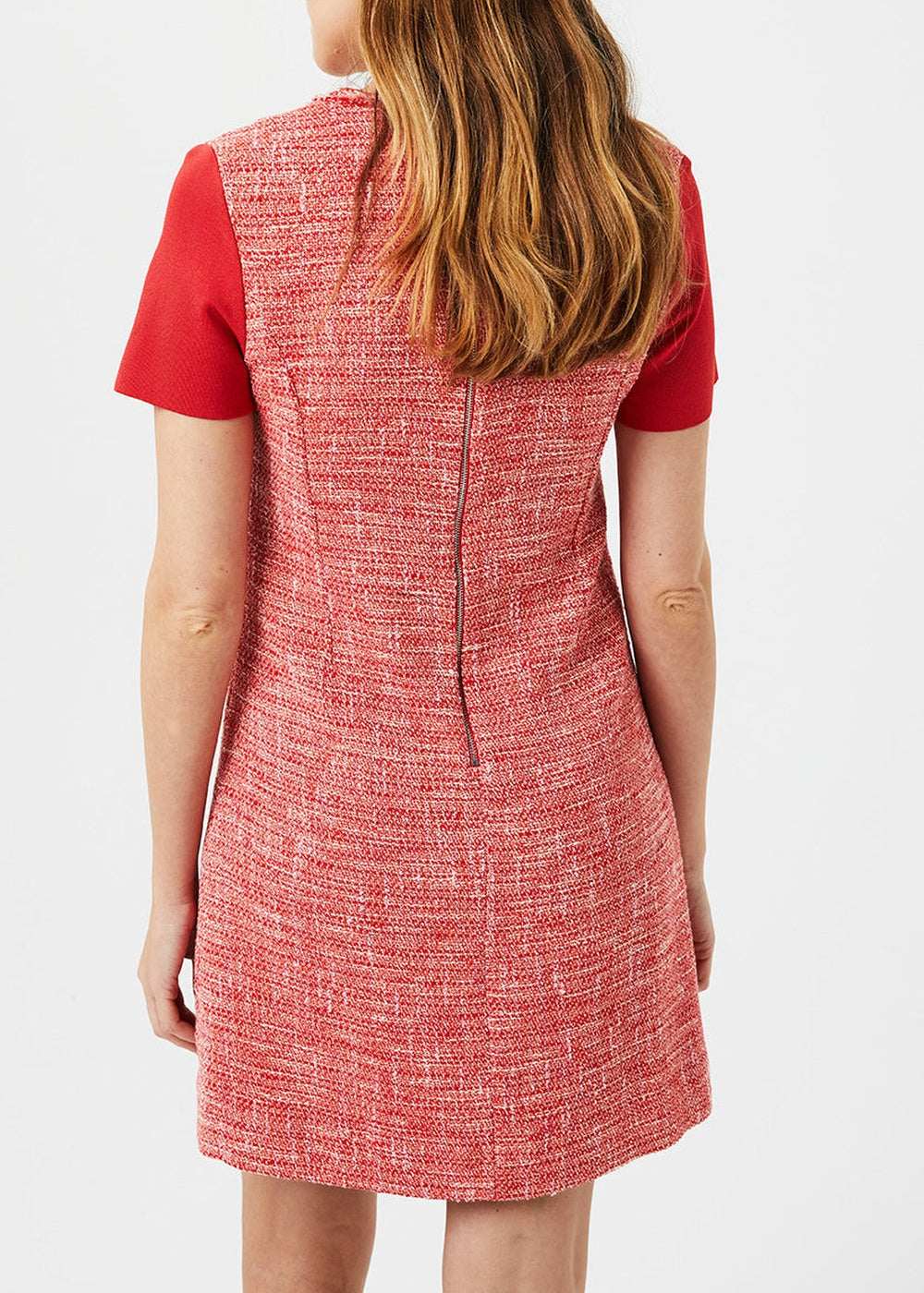 Robe courte à manches contrastantes - Corail