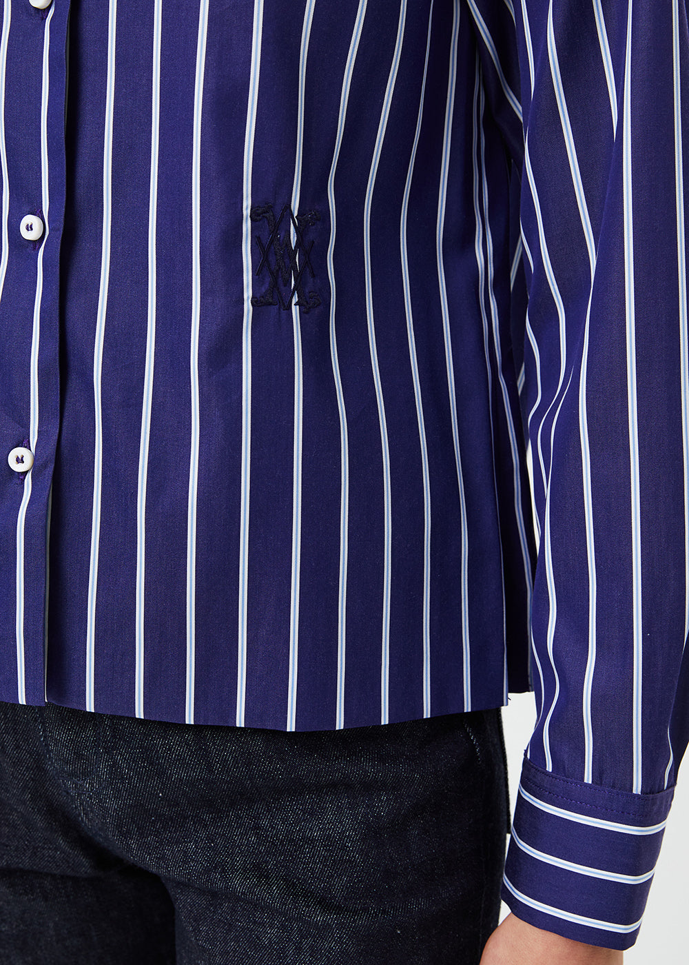 Chemise courte a rayures - Marine
