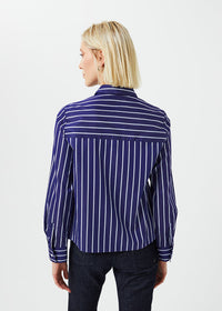 Chemise courte a rayures - Marine