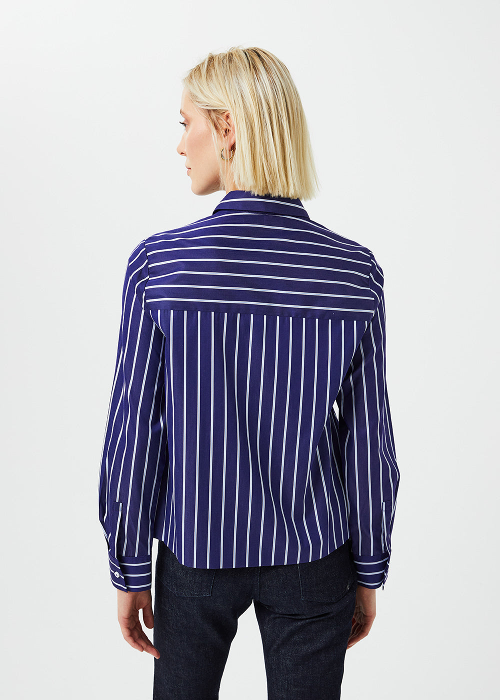 Chemise courte a rayures - Marine