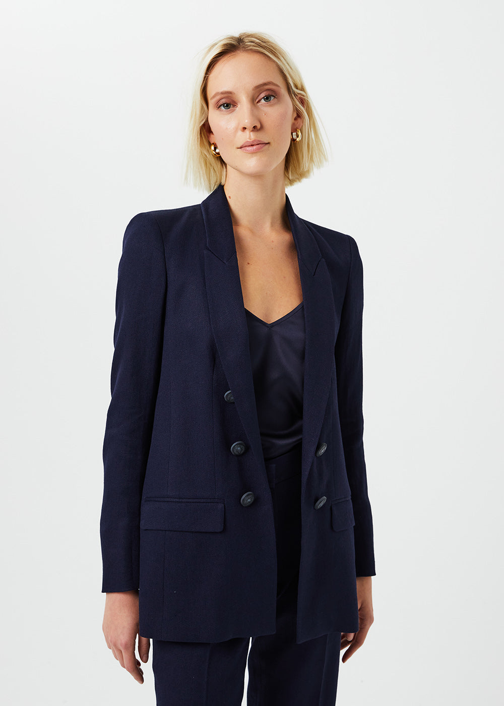 Veste longue double toile - Marine