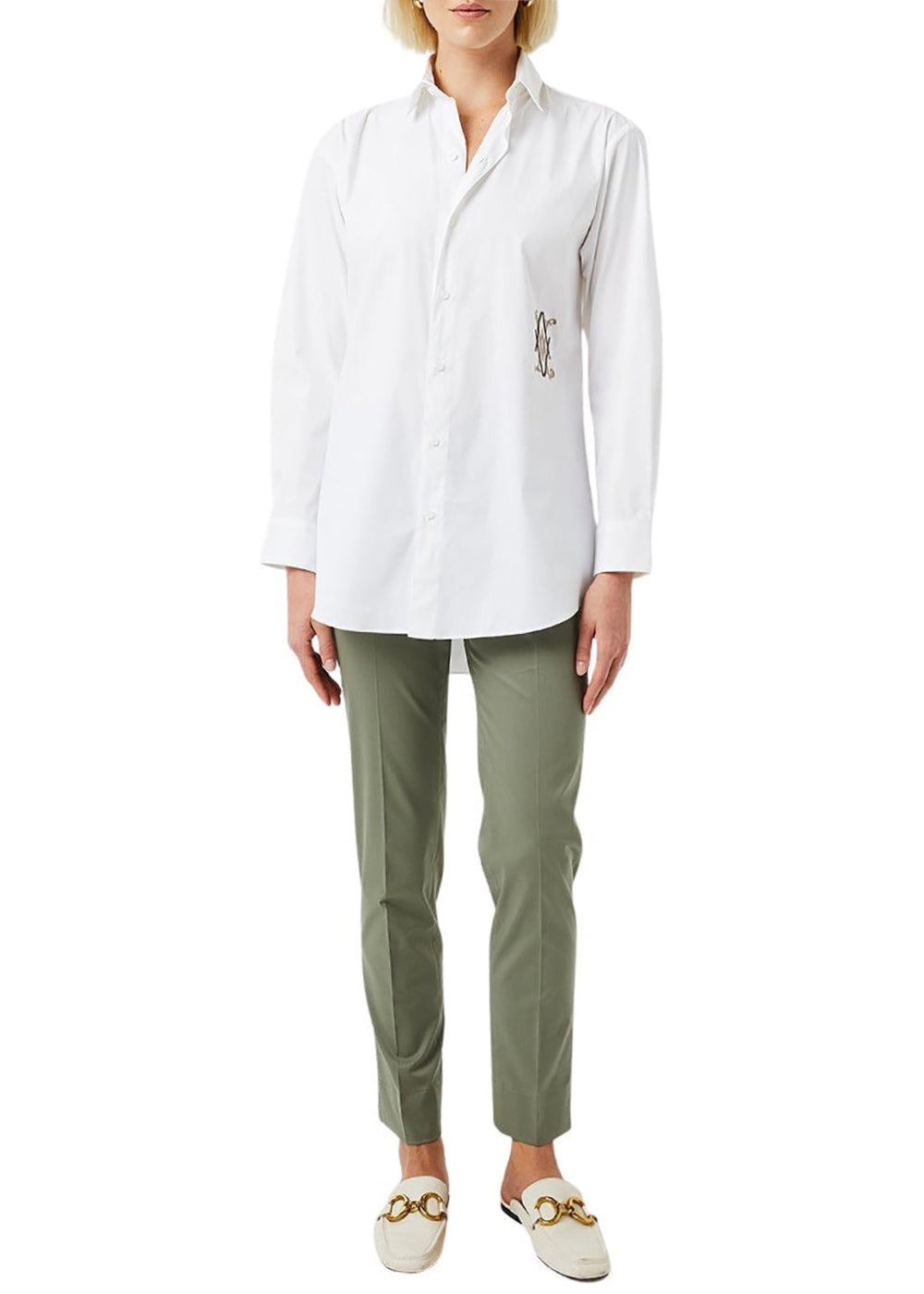 Chemise en popeline blanche - Kaki