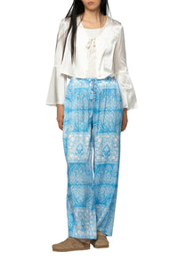 Tizia top with silk tie detail - White