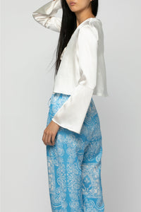 Tizia top with silk tie detail - White