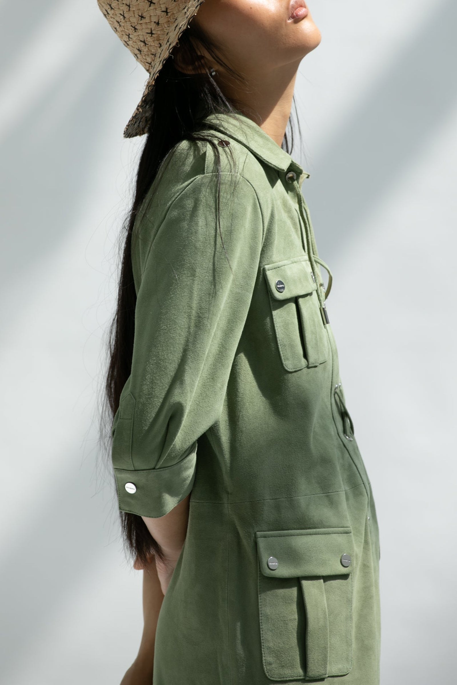 Rafaela lace dress in suede - Almond