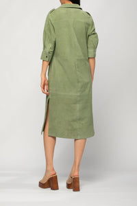 Rafaela lace dress in suede - Almond