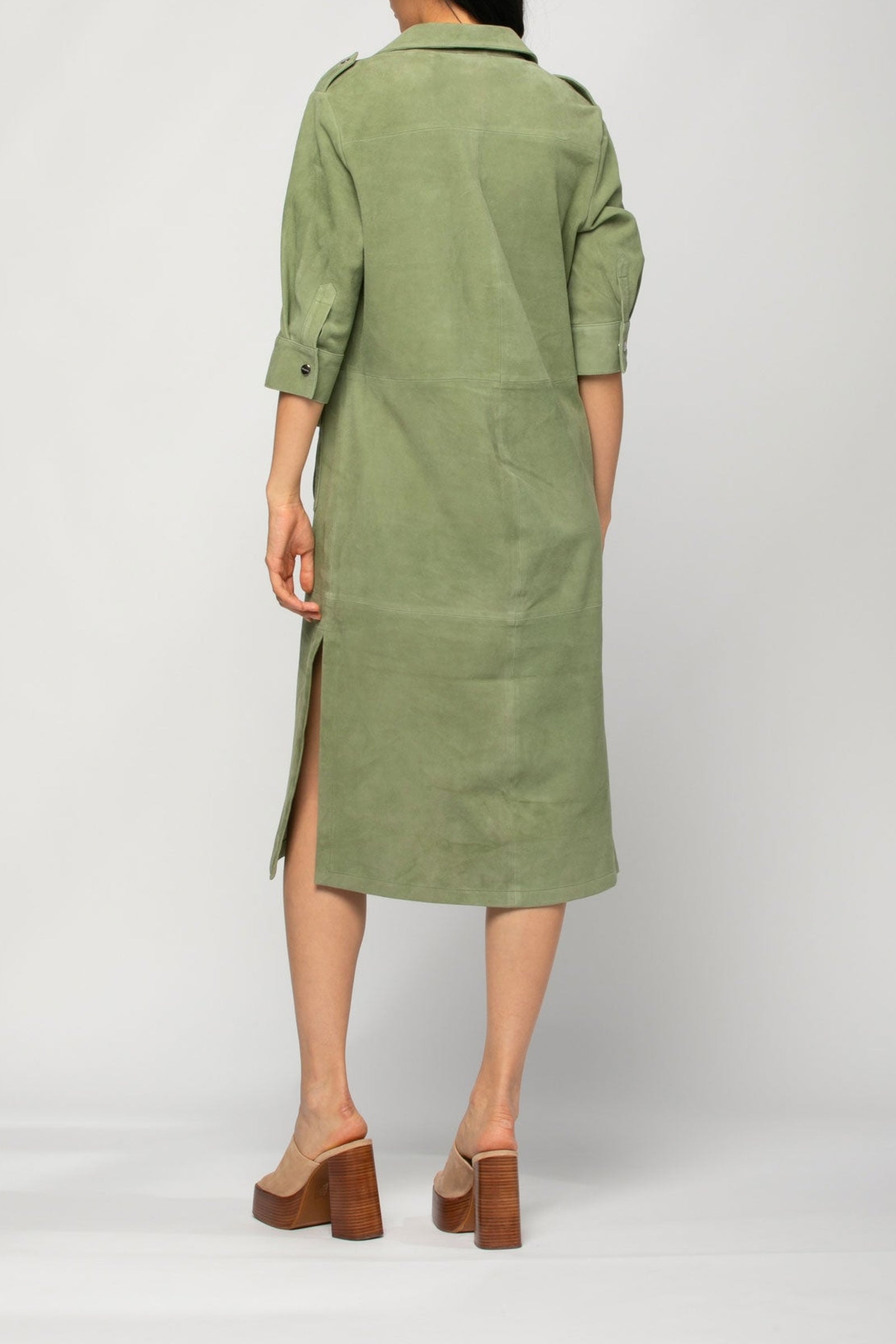 Rafaela lace dress in suede - Almond