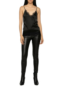 Tia silk and lace top - Black