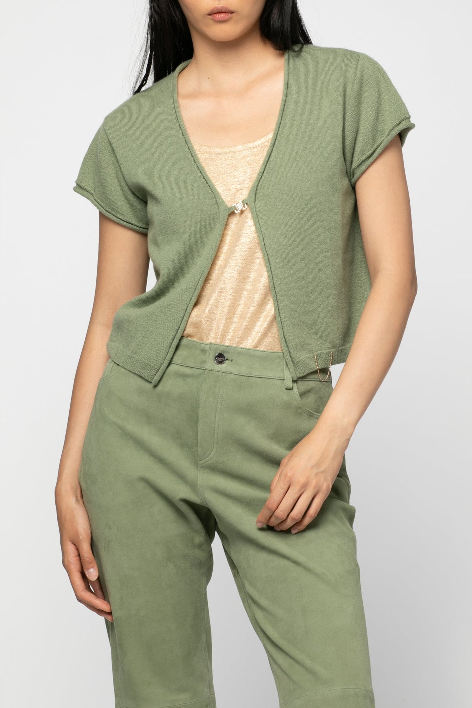 Ginger short-sleeved cardigan - Almond