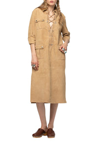 1 QTY RELIQUAT ST 0% QTY VENDU 0/1 ROBE LACEE EN CUIR VELOURS