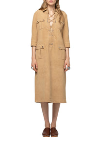 Rafaela dress in suede with laces - Dune