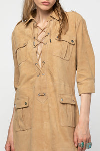 Rafaela dress in suede with laces - Dune