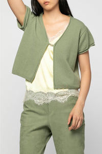 Ginger short-sleeved cardigan - Almond